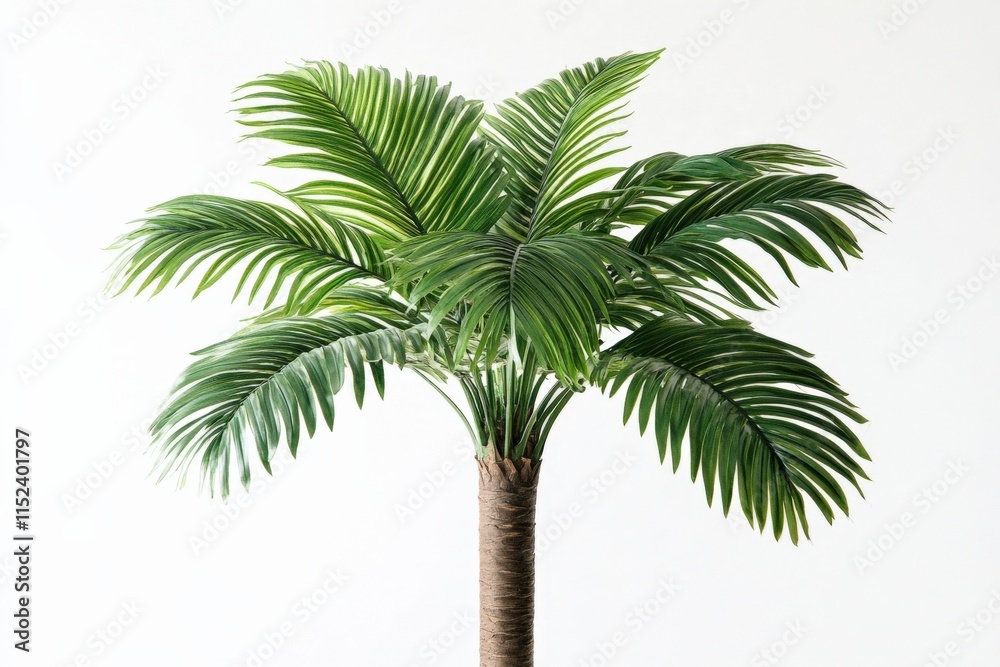 Obraz premium a green palm tree against a white background