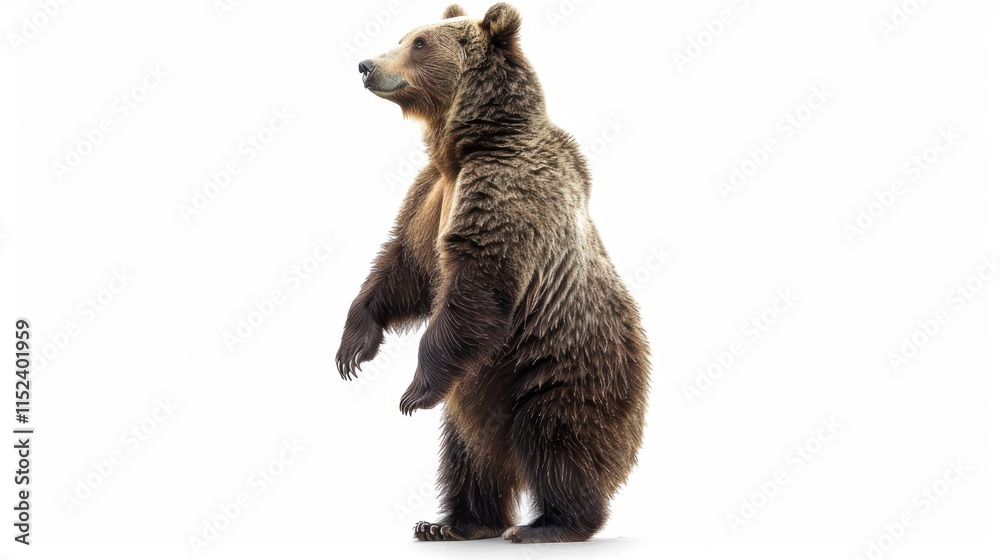 Fototapeta premium Alert Brown Bear Standing Upright