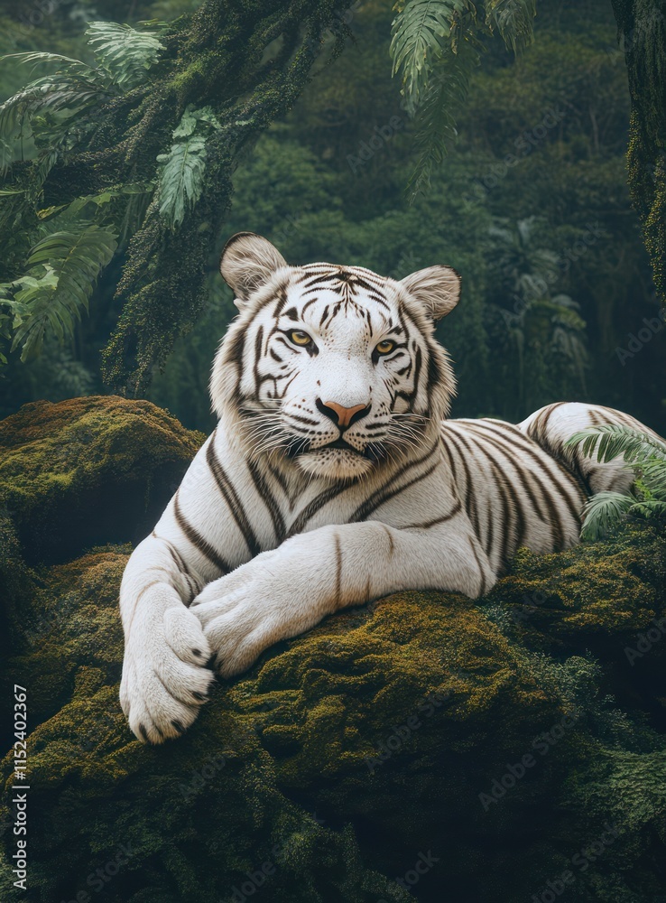 Obraz premium White Tiger in Jungle