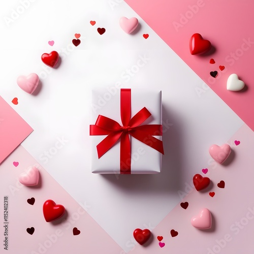 photoshot of a valentine gift with hearts photo