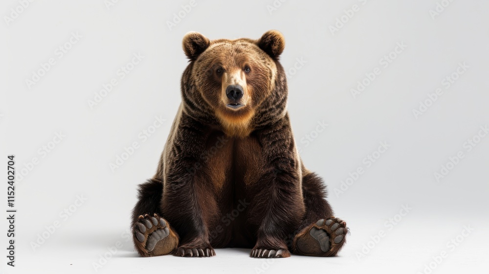 Obraz premium Brown Bear Sitting on a White Background