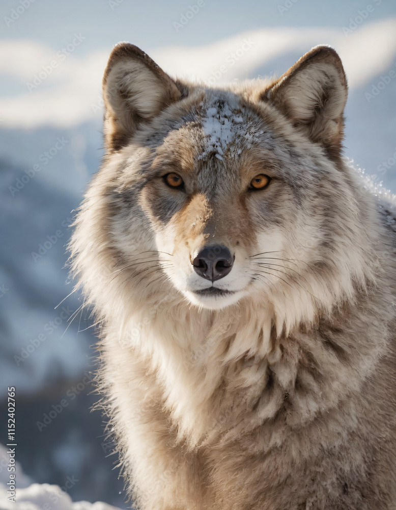 portrait of wild animals in snow, like tigers, lynxes, and wolves. portrait of wild animals in snow, like tigers, lynxes, and wolves.
