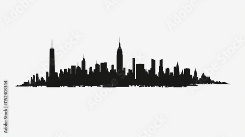 City skyline border isolated on white or transparent background