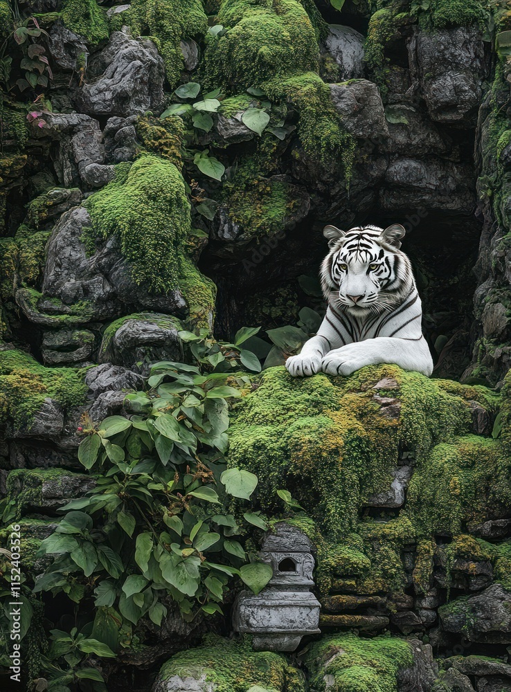 White Tiger in Jungle White Tiger in Jungle