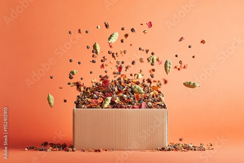 Craft stylish and adorable packshot images to showcase your product: Focus on simplicity and authenticity, while infusing a touch of charm. Against a backdrop of soft pastel orange merging into a subt