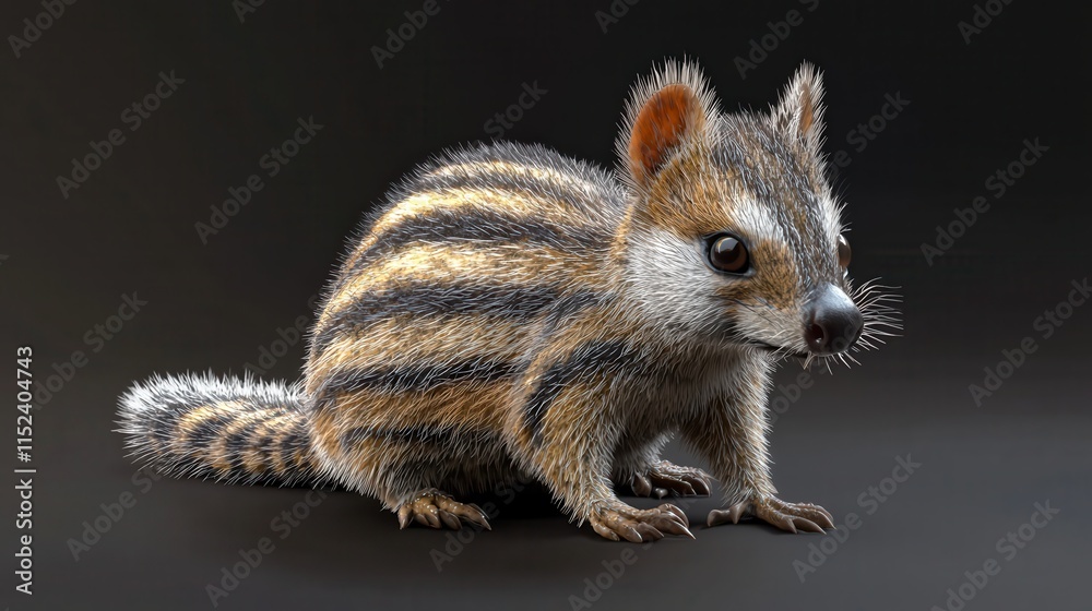 Naklejka premium Striped Possum 3D Render: A Detailed Look at a Unique Marsupial