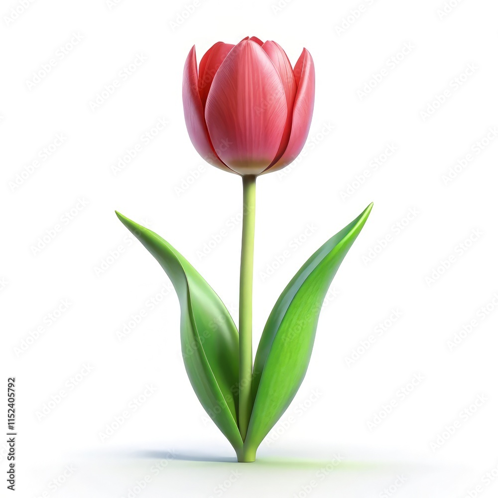 Elegant Tulip Flower Blooming on a Clean White Background With Vibrant Colors. Generative AI Elegant Tulip Flower Blooming on a Clean White Background With Vibrant Colors. Generative AI
