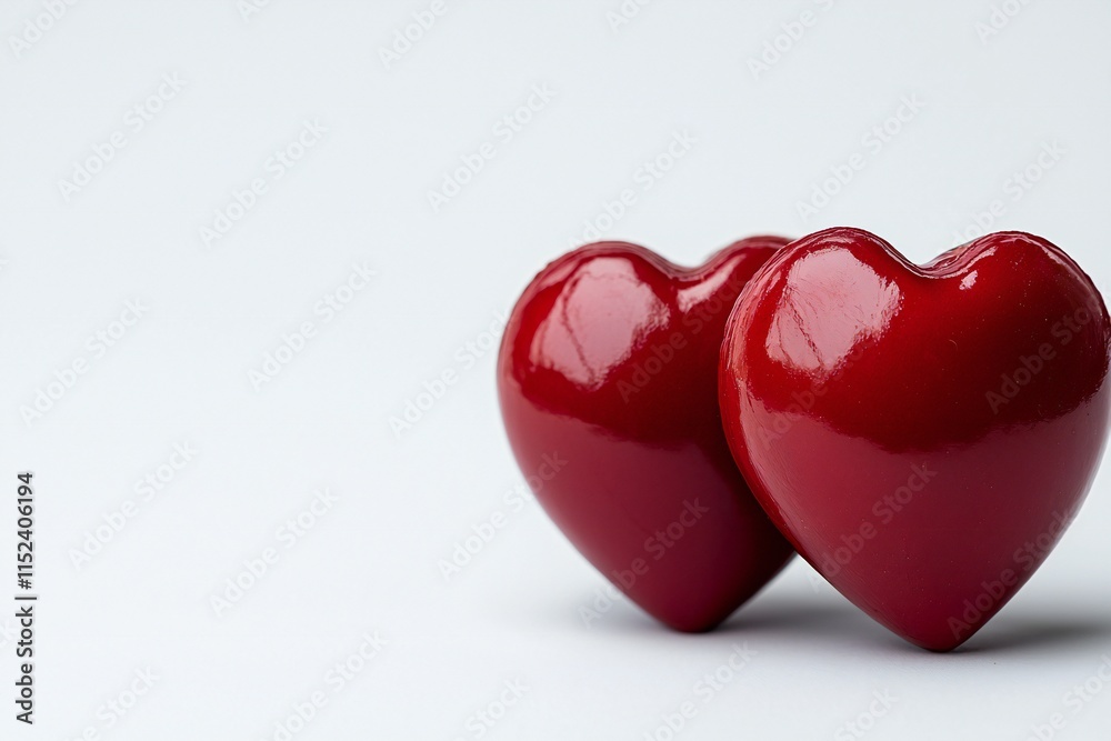Valentine's Day Romantic Red Hearts Love Valentine s Day Couple Affection Shiny Glossy Closeup White Background