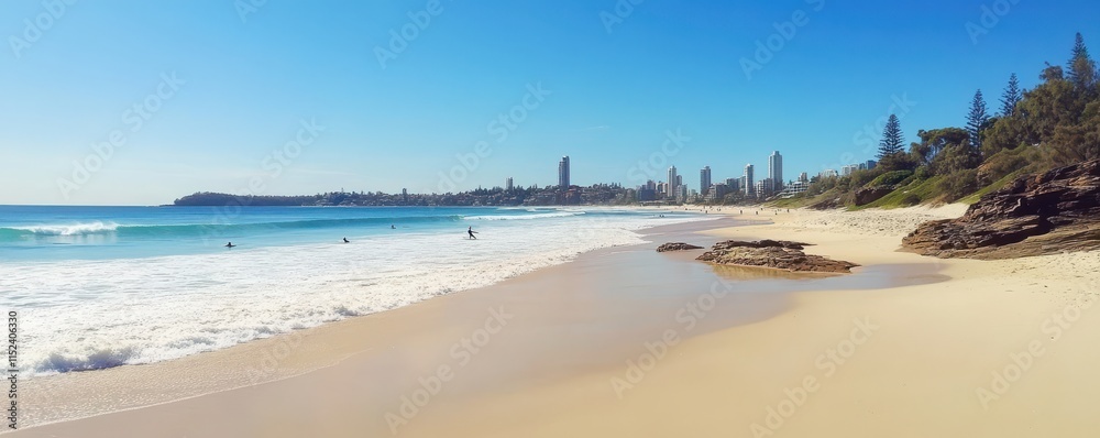 Obraz premium Surfers at Currumbin beach, Gold Coast