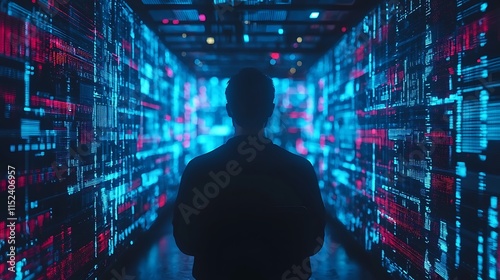 Wallpaper Mural Person Silhouetted Against A Wall Of Binary Code Torontodigital.ca