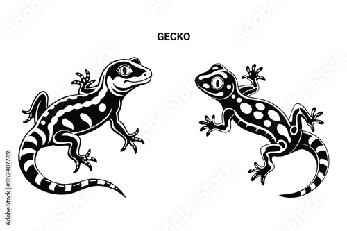 Editable Silhouette Gecko Isolated Vector Illustration