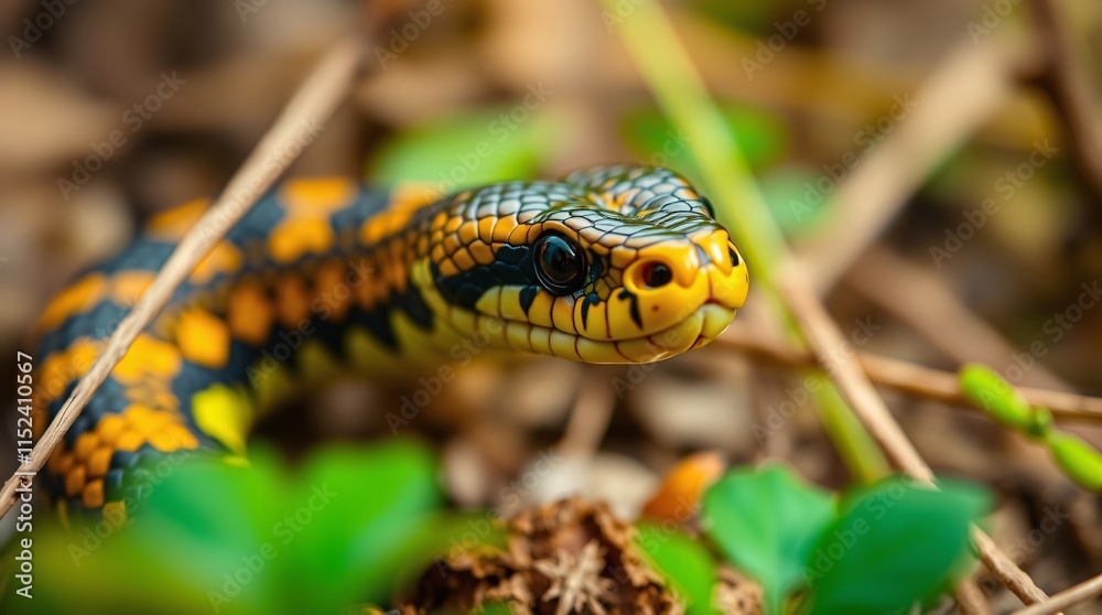Close-Up Nature Photography of a Snake in Vibrant Colors and Natural Habitat Close-Up Nature Photography of a Snake in Vibrant Colors and Natural Habitat