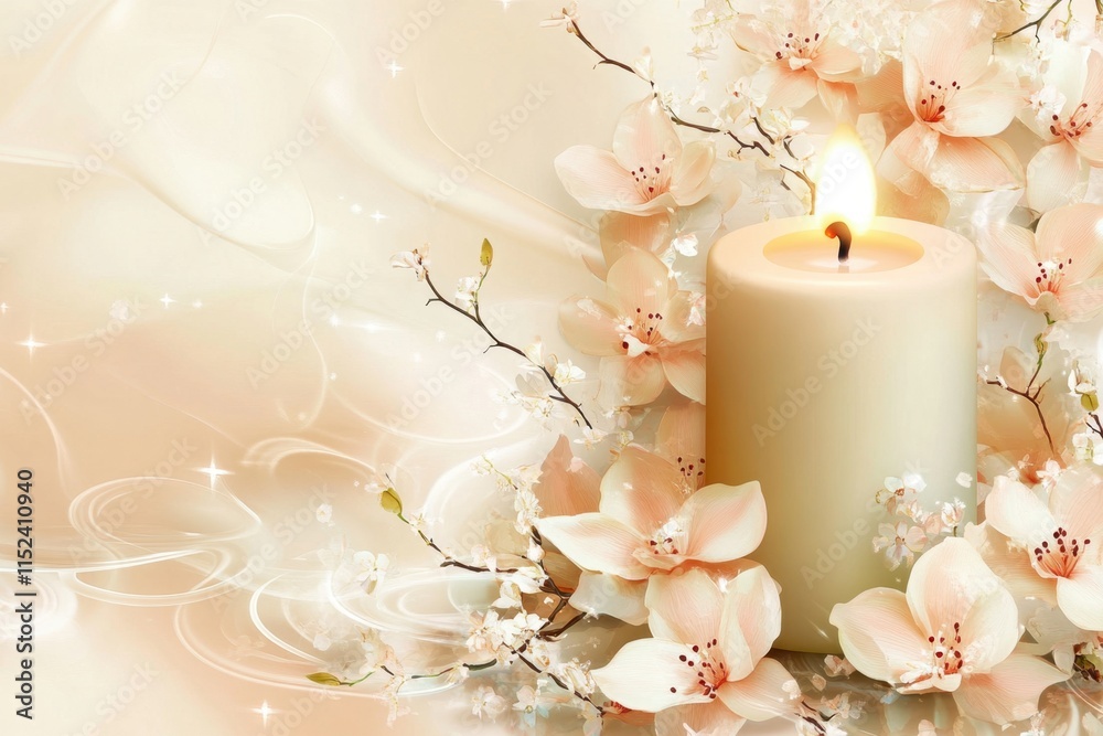 Candle background with Candle and place for text Candle background with Candle and place for text