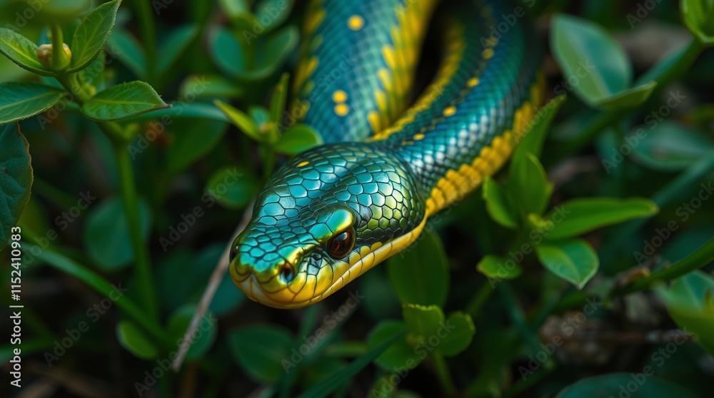 Obraz premium Close-Up Nature Photography of a Snake in Vibrant Colors and Natural Habitat