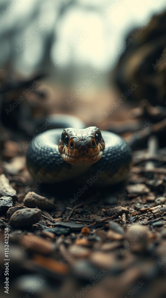 Obraz premium Close-Up Nature Photography of a Snake in Vibrant Colors and Natural Habitat