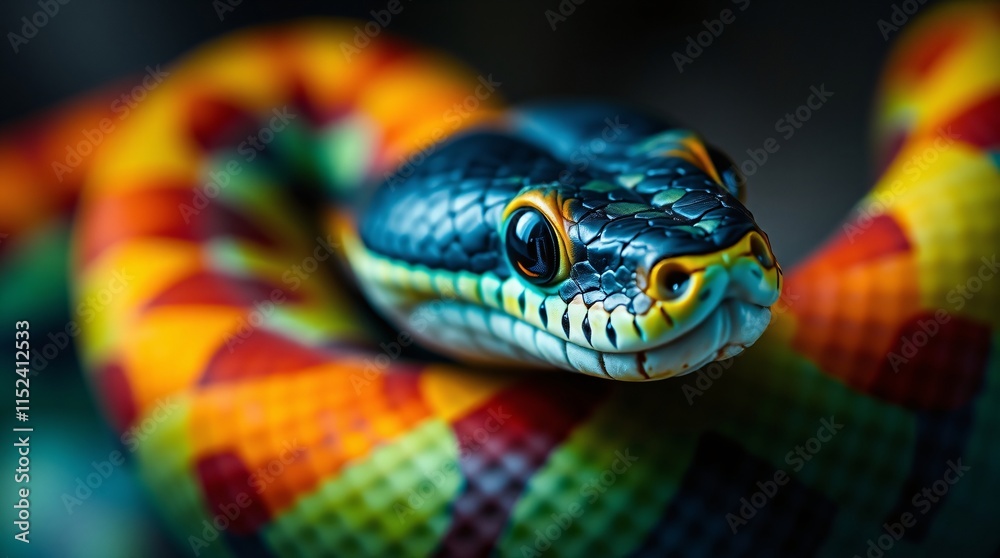 Close-Up Nature Photography of a Snake in Vibrant Colors and Natural Habitat Close-Up Nature Photography of a Snake in Vibrant Colors and Natural Habitat