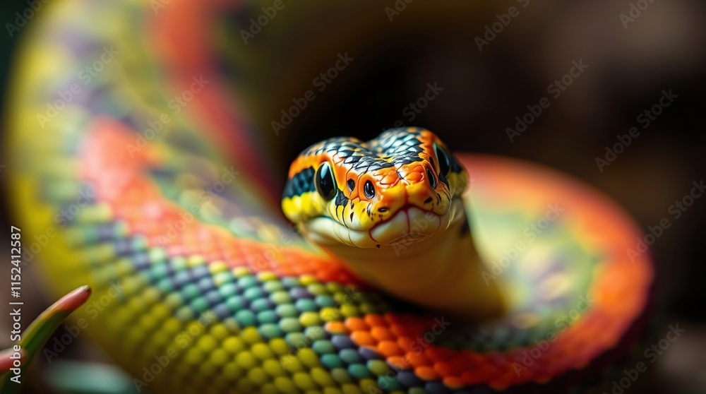 Close-Up Nature Photography of a Snake in Vibrant Colors and Natural Habitat Close-Up Nature Photography of a Snake in Vibrant Colors and Natural Habitat