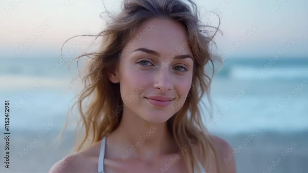 close-up portrait of a beautiful woman on the beach close-up portrait of a beautiful woman on the beach