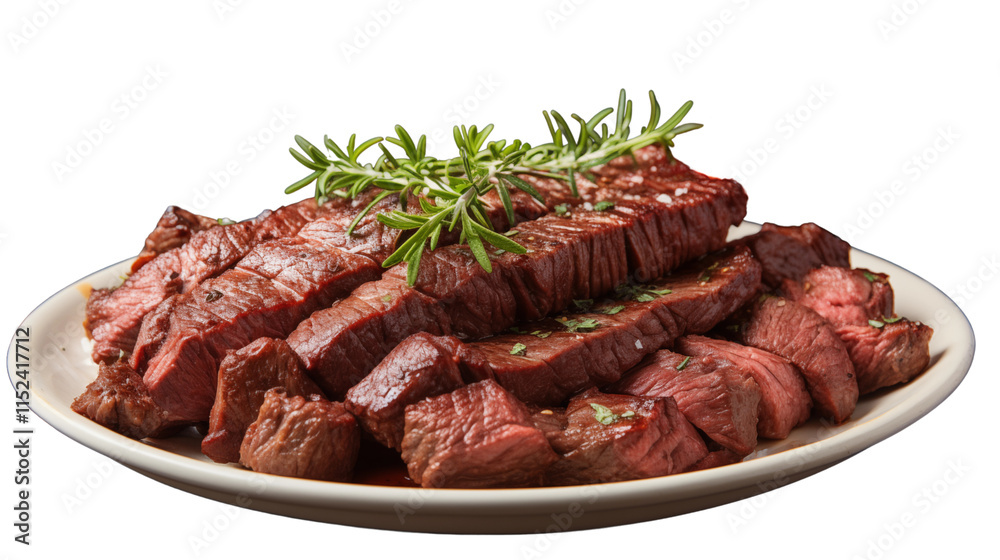 Brazilian-style Churrasco, featuring perfectly grilled beef, served hot for a delightful meal experience, studio view, isolated on transparent background. Brazilian-style Churrasco, featuring perfectly grilled beef, served hot for a delightful meal experience, studio view, isolated on transparent background.