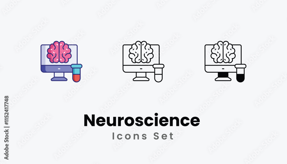Neuroscience Icons thin line and glyph vector icon stock illustration Neuroscience Icons thin line and glyph vector icon stock illustration