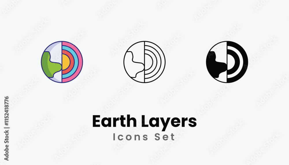Earth Layers Icons thin line and glyph vector icon stock illustration Earth Layers Icons thin line and glyph vector icon stock illustration