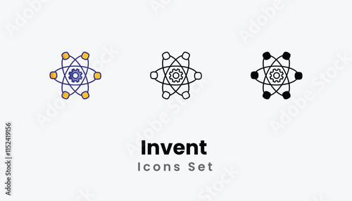 Invent  Icons thin line and glyph vector icon stock illustration