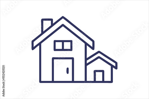 Web home icon set for websites and apps. Simple house symbol. Flat real estate sign. Main page pictogram in filled, thin line, outline and stroke style. Isolated illustration.