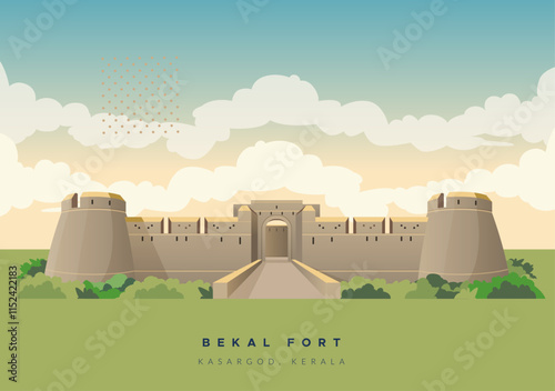 Bekal Fort - built by Shivappa Nayaka of Keladi near Kasargod, Kerala - Stock Image