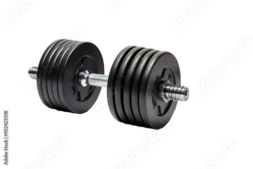 a black dumbbell with a silver handle