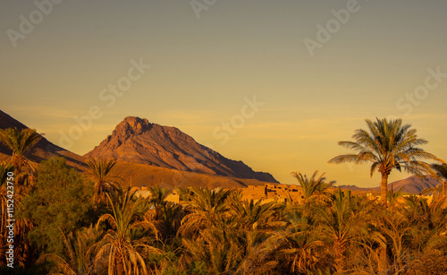 Desert valley in the Moroccan countryside near the Atlas Mountains photo