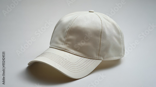 Baseball cap front and angle view. Vector realistic mockup of blank white hat with stitches, visor and snap on peak. Sport uniform cap for protection head of sun isolated on transparent background photo