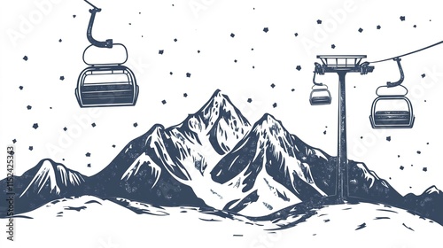 Winter mountain landscape with lift