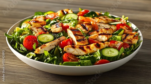 Grilled Chicken Salad with Tomatoes and Cucumbers