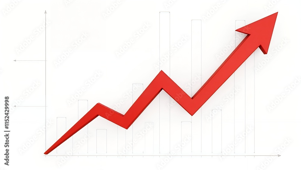 Red upward arrow showing rising trend of market isolated on transparent background Red upward arrow showing rising trend of market isolated on transparent background