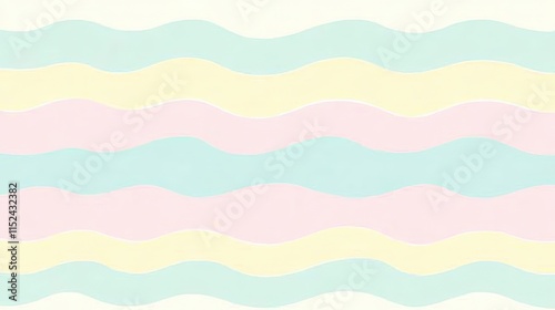 Pastel wavy lines in pink, yellow, and blue create a cheerful design for various uses