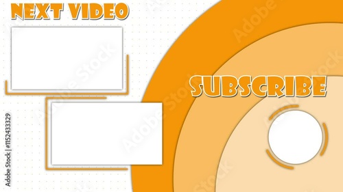 オレンジのドット背景と円のYouTube用エンドカード