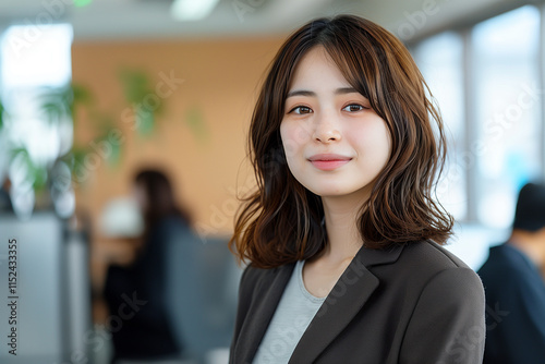 Wallpaper Mural 営業事務の女性が見せる明るい笑顔と信頼感 Torontodigital.ca