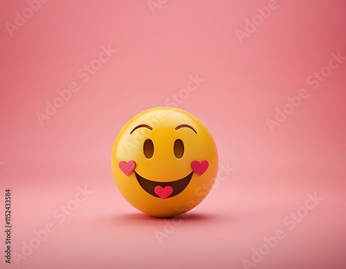 happy 3d smiley face with heart happy valentines day new year wedding anniversary birthday Christmas celebration party concept isolated on pink background