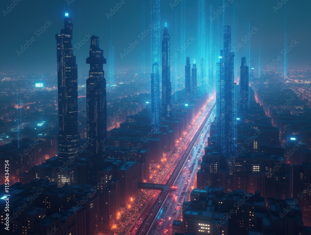 Fototapeta premium city skyline at night