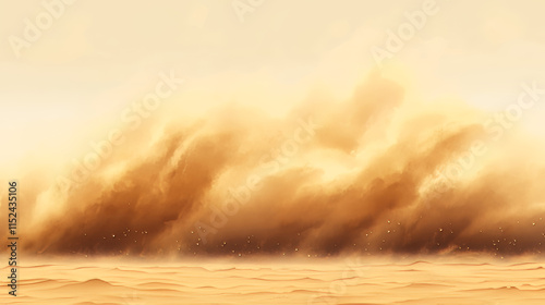 Desert sandstorm, brown dusty cloud or dry sand flying with gust of wind, big explosion realistic texture vector illustration isolated on transparent background photo