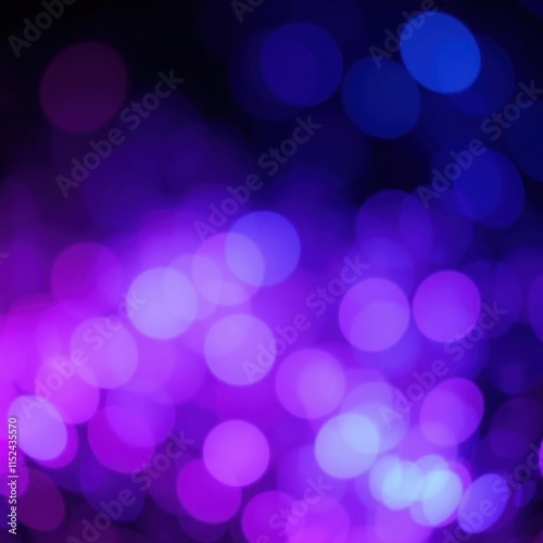 Blurry circular lights, vibrant purple and blue bokeh effect, dreamy night atmosphere, soft focus, abstract background, neon glow, ethereal mood, defocused illumination, magical ambiance, deep violet 