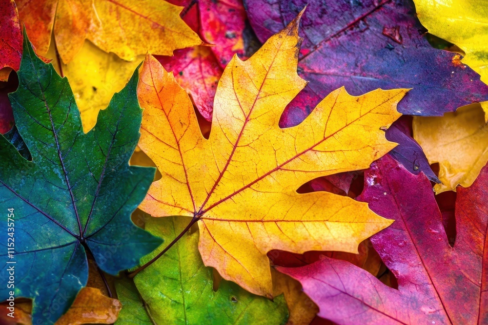 Vibrant autumn maple leaves in various colors. Vibrant autumn maple leaves in various colors.