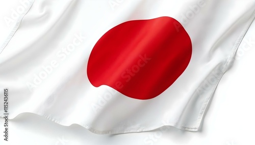 Free Download Fluttering Japanese Flag with Hinomaru Design and Smooth Fabric Texture - GFXLoad