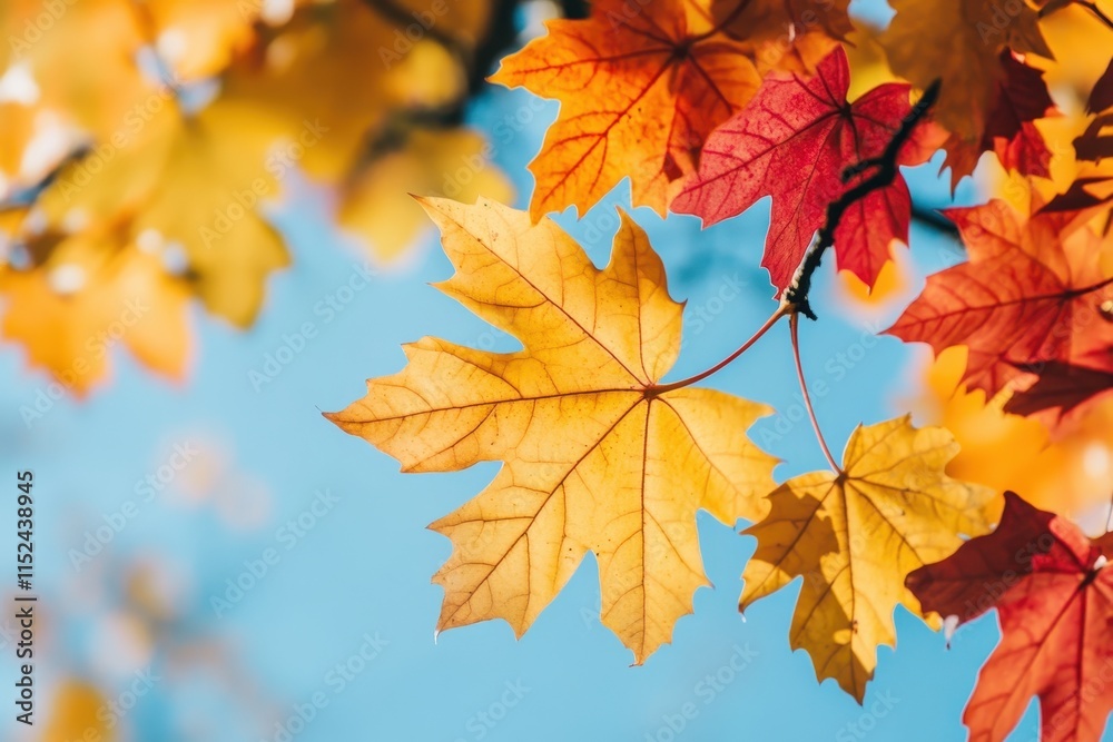 Vibrant autumn maple leaves against a blue sky. (1) Vibrant autumn maple leaves against a blue sky. (1)
