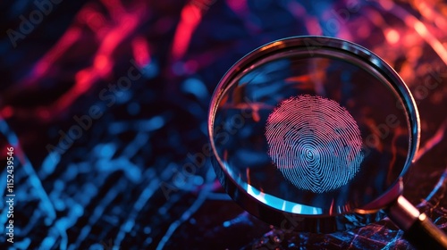 A close-up of a magnifying glass with a fingerprint on the lens, possibly for forensic investigation or detective work