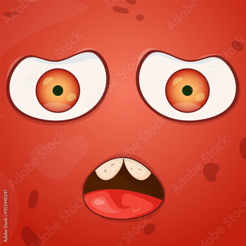 Little cute monster. Monster face with emotion. Upset face. Spotted animal. Children's illustration, cover.