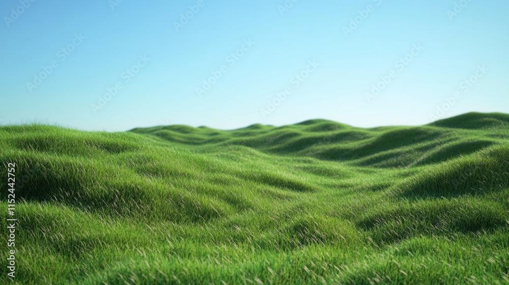 A peaceful scene of lush green grass with a clear blue sky above A peaceful scene of lush green grass with a clear blue sky above