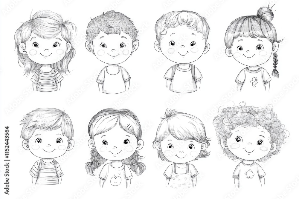 A group of kids showing diverse emotions from happiness to sadness A group of kids showing diverse emotions from happiness to sadness