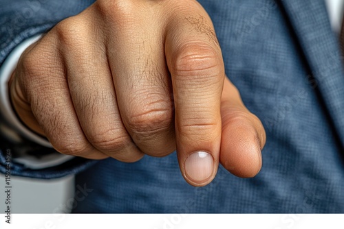 A close-up of someone gesturing with their finger