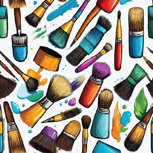 Realistic Vector Illustration of Professional Makeup Tools: A Complete Set of Brushes, Applicators, and Cosmetics for Beauty Artists, Featuring Blush, Foundation, Eyeshadow, and Contour for Artistic